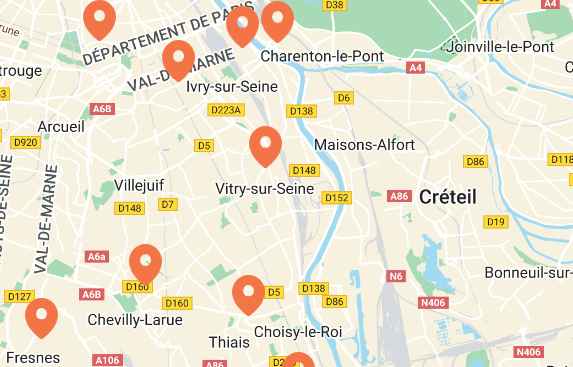 Carte des collectes dans le Val-de-Marne