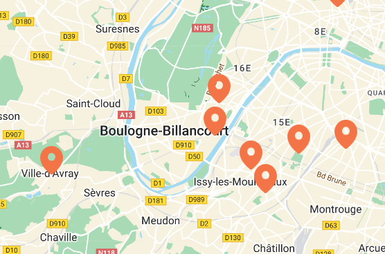 Carte des collectes dans les Hauts-de-Seine