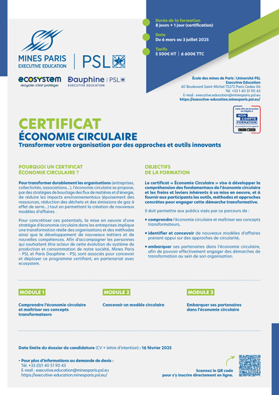 Formation Certificat economie circulaire