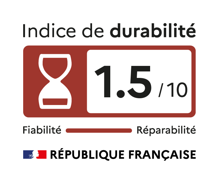 Indice de durabilité rouge foncé 1,5 sur 10