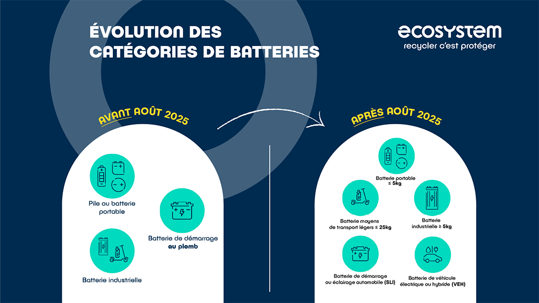 Evolutions des catégories de batteries en août 2025