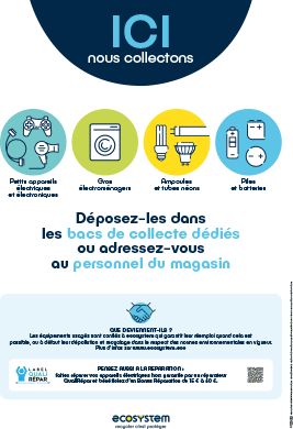 Petits appareils électriques, gros électroménagers, ampoules-tubes, piles-batteries